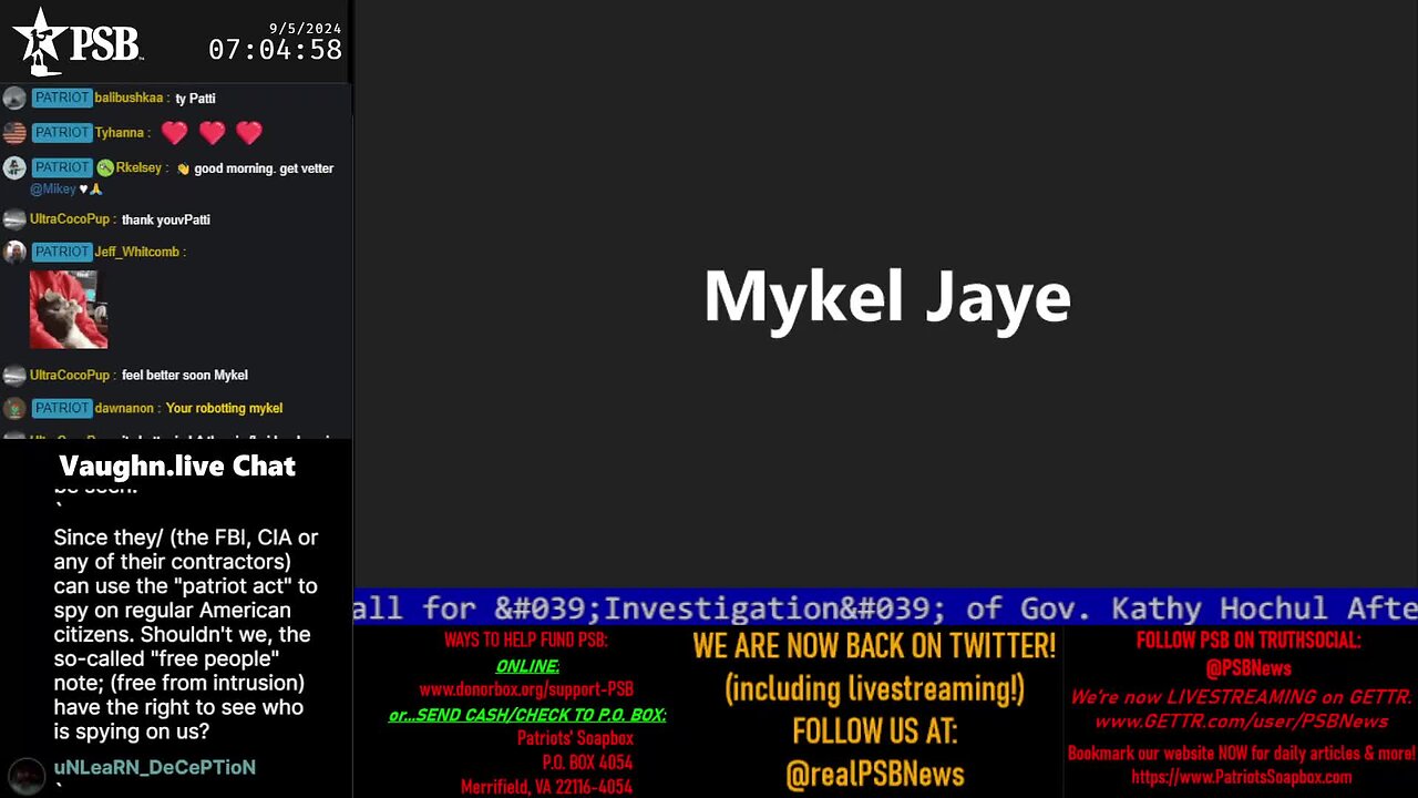 2024-09-05 07:00 EDT - Patriots Soapbox AM: with MykelJaye
