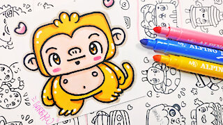 how to Draw Kawaii monkey - handmade drawings by Garbi KW