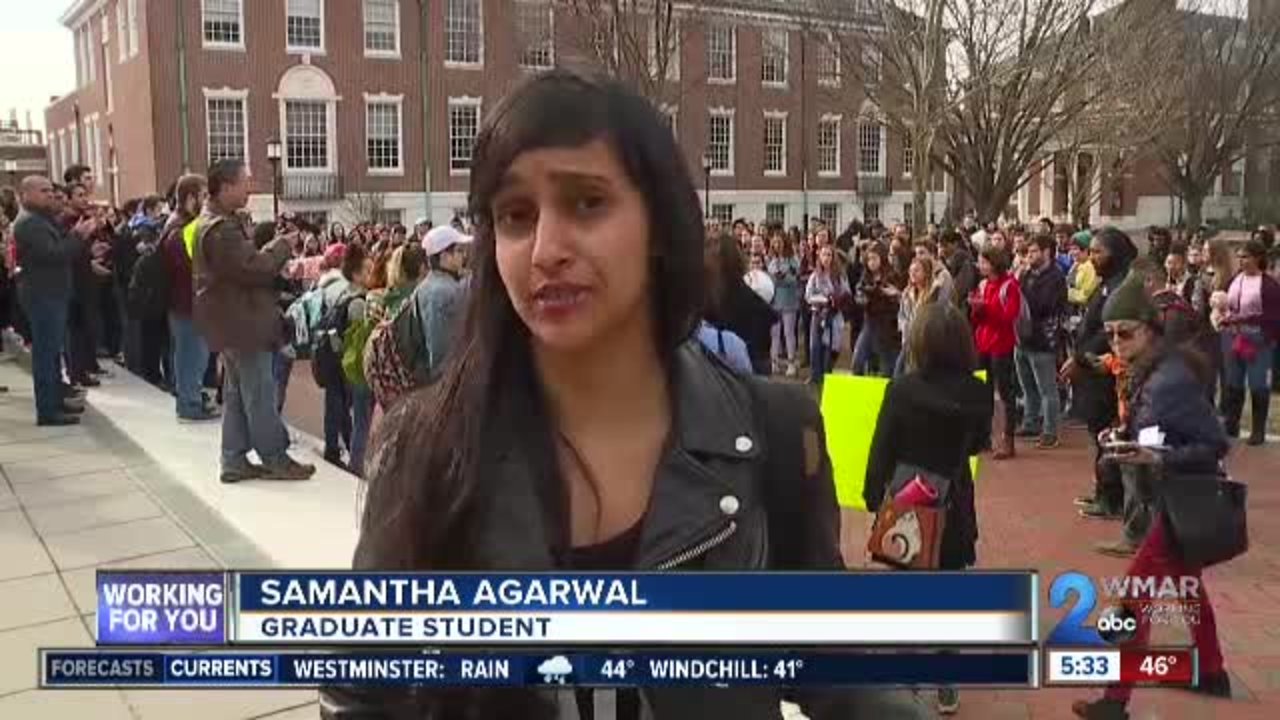 Johns Hopkins University students, faculty walk out to end school's ICE contracts