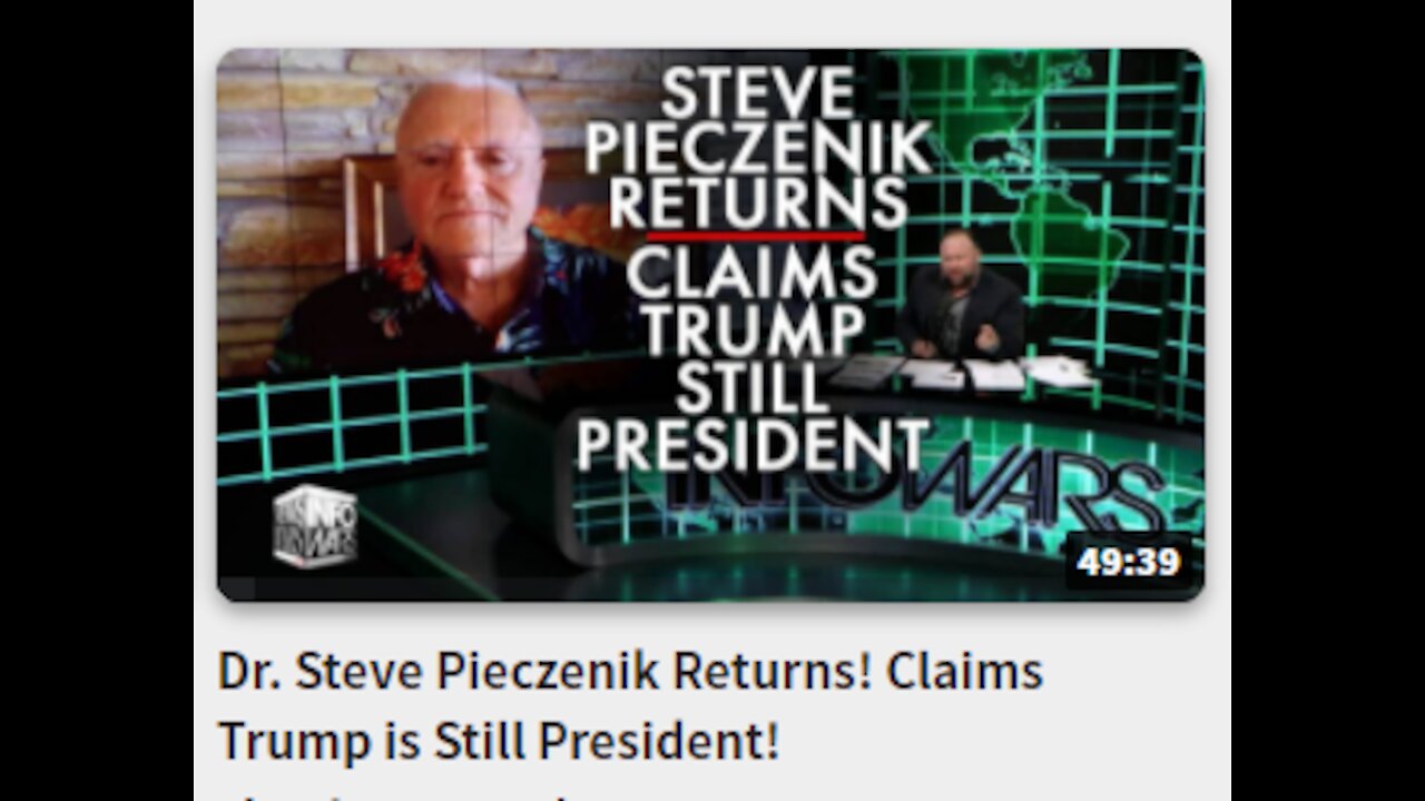 Dr. Steve Pieczenik Returns! -Claims Trump is Still President!