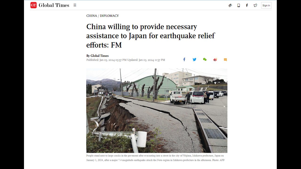 China willing to provide necessary assistance to Japan for earthquake relief