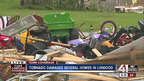 Apparent tornado rips through Linwood, cutting off power and destroying homes