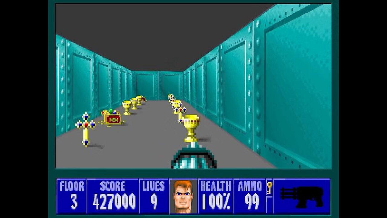 Wolfenstein 3D, DOS, 1992 - 100% Complete, Episode 1 Floor 3