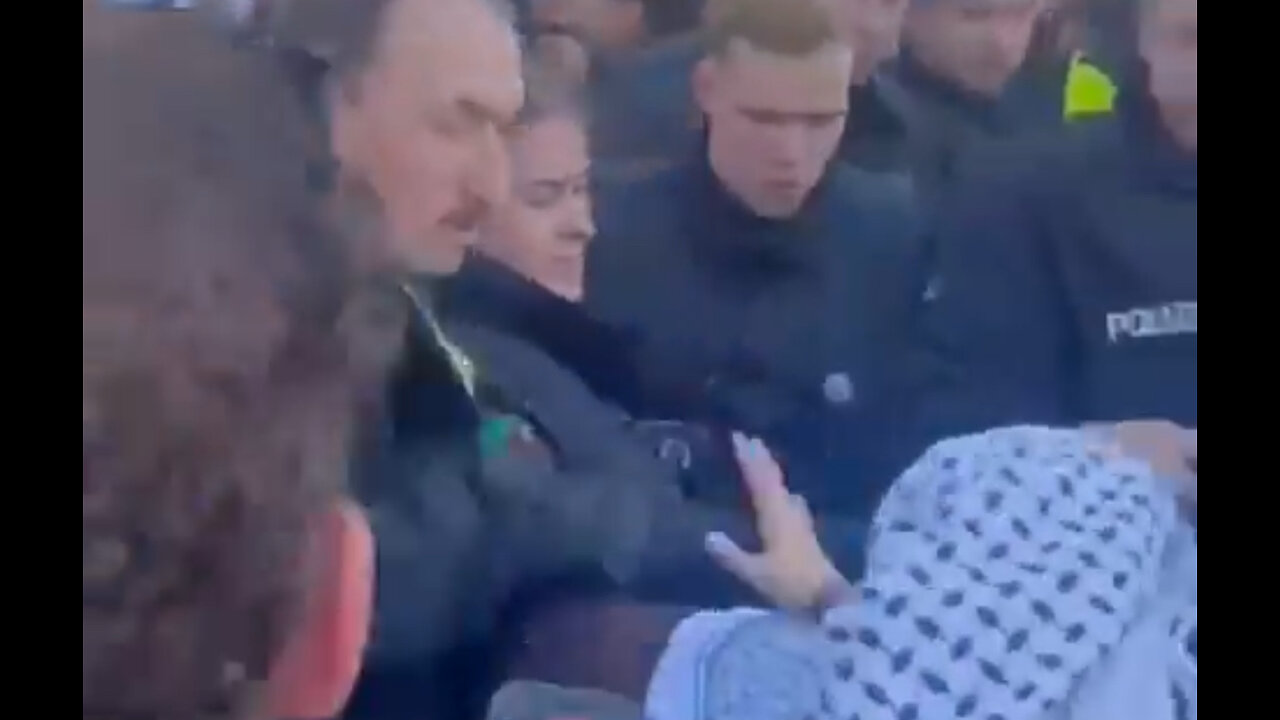 🚨Police officer PUNCHES female Palestinian activist in the face after She was attacking people.