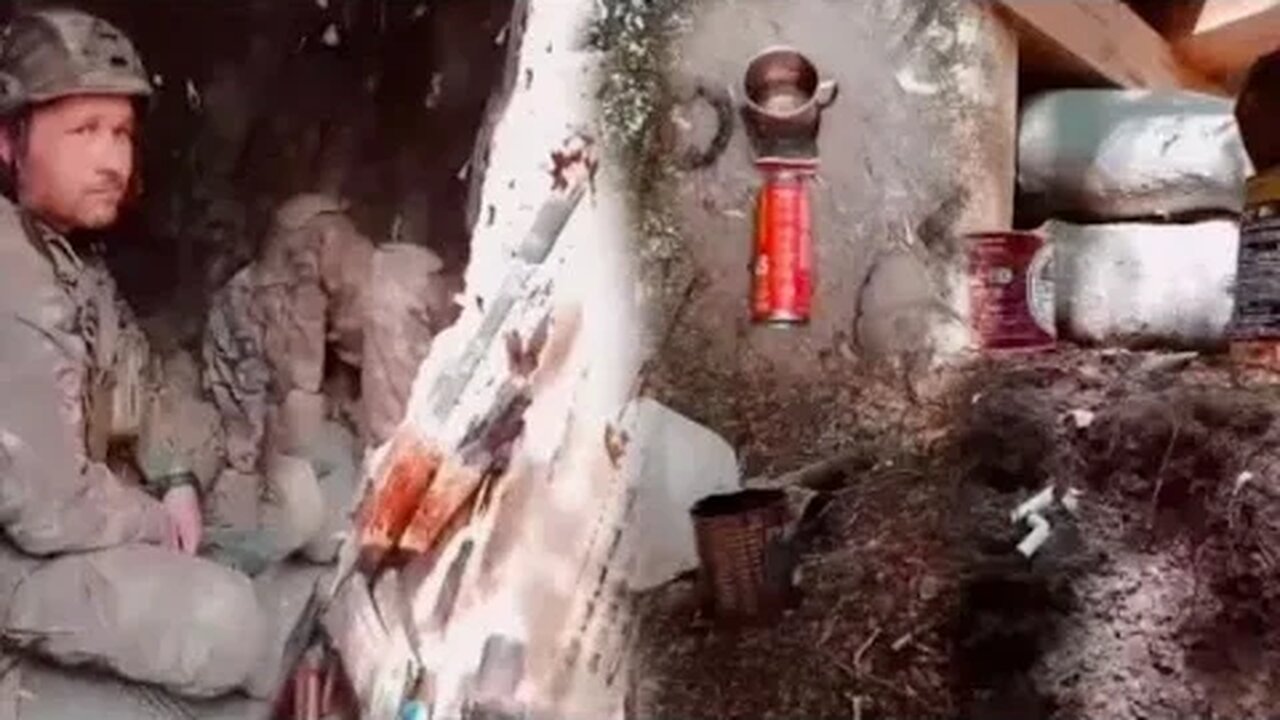 Russians left food in the trench Ukrainian soldiers capture Russian trench