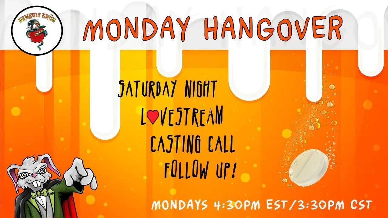 Saturday Night LoveStream Follow Up! Casting Call! Monday HangOver Episode 3