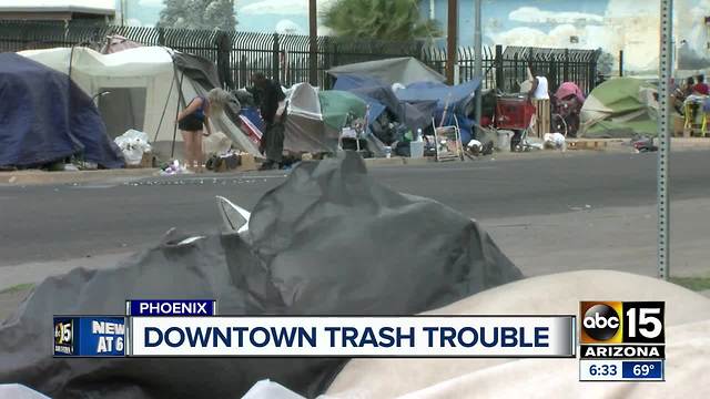 Trash in downtown Phoenix area 'out of hand' according to residents