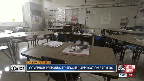 "Whip the place into shape:" FL Governor says on education dept's backlog of teacher applications