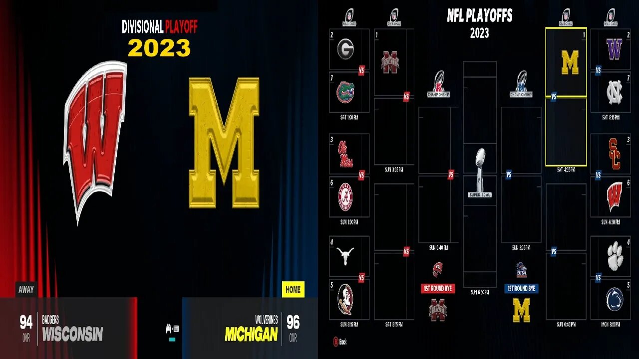 CFB 24 Wisconsin Badgers Vs Michigan Wolverines Year 2023 | Divisonal Playoffs