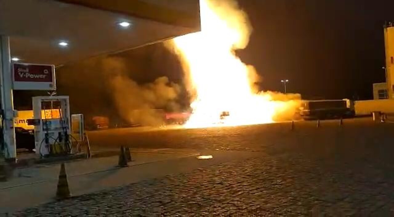 big truck explosion at a gas station in Brazil