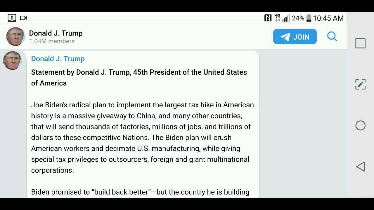 Statement By POTUS 45...