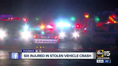 Six people injured in stolen vehicle Phoenix crash