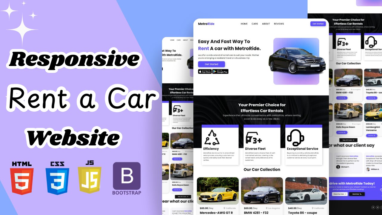 🚗 Rent a Car Website Design || HTML, CSS, JS & Bootstrap 🔔