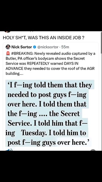 Was the trump assassination attempt inside job. released audio from police body cam