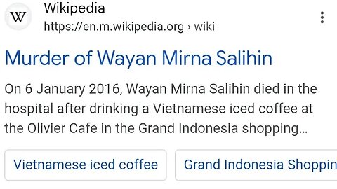 INDONESIA HAS MURDER CASE Murder of Wayan Mirna Salihin On 6 January 2016
