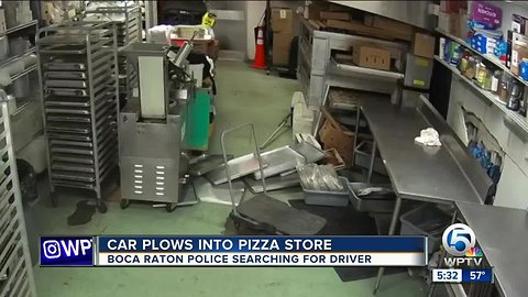 Video shows car plowing into Boca Raton pizzeria; Police investigating hit and run