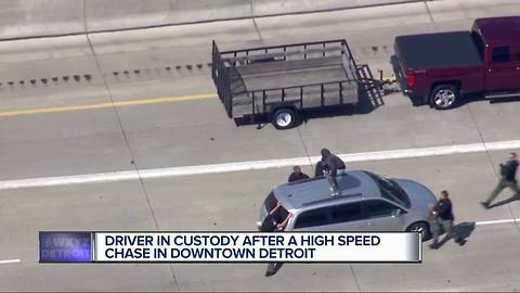 Driver in custody after a high speed chase in Downtown Detroit