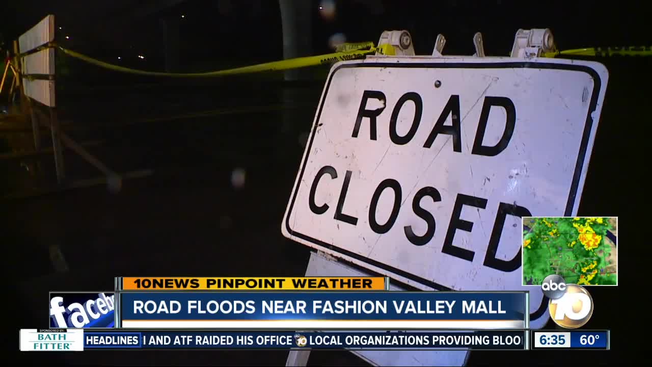 With rain in San Diego comes flooding near Fashion Valley Mall