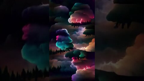 PAINTING -- a nightscape of ethereal forests and ominous thunderheads #shorts #art #anime #painting