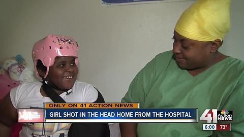 Girl shot in the head returns home from the hospital