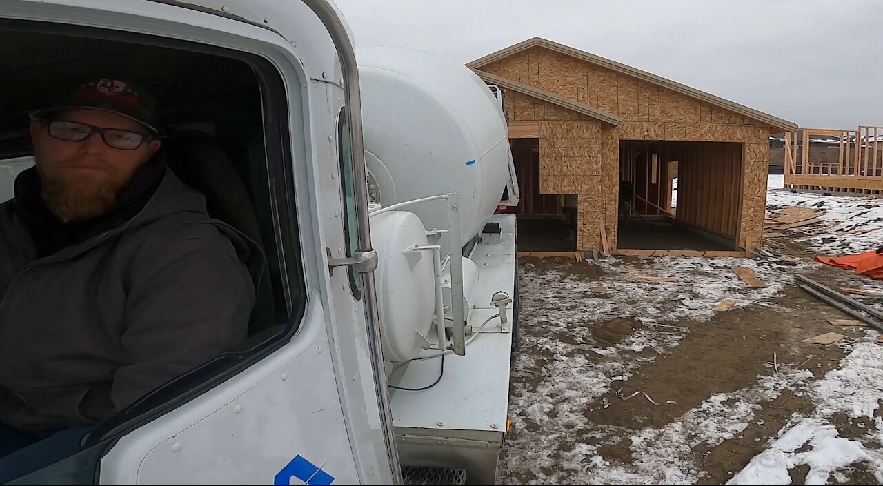 Driving Concrete Truck: Pouring Garage