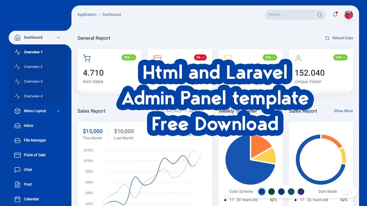 Modern Laravel 9 Admin Panel Template Free Sourcode