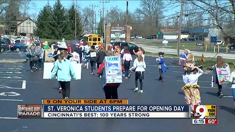 St. Veronica students prepare for Reds Opening Day Parade