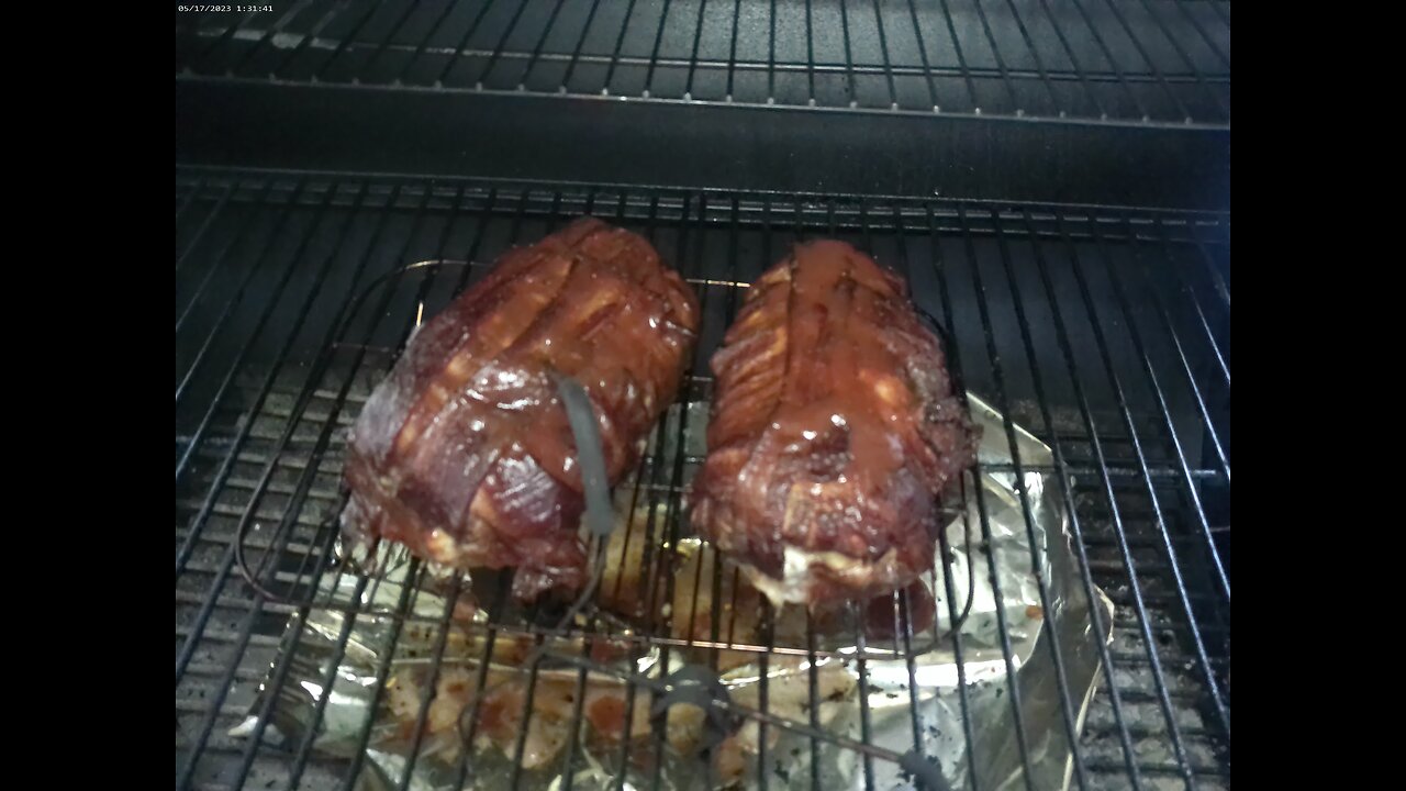 Stuffed Pork Loin Wrapped In bacon