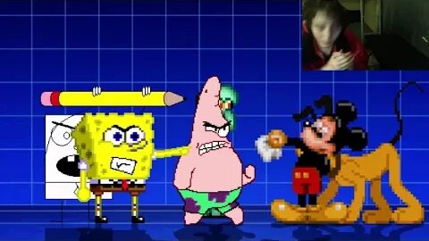 SpongeBob SquarePants Characters (SpongeBob, Squidward, and DoodleBob) VS Mickey Mouse In A Battle