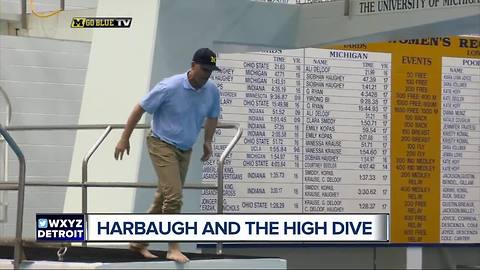 Jim Harbaugh takes on the high dive