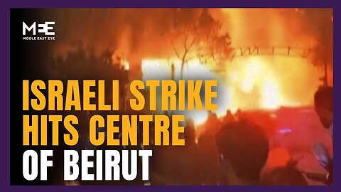 An Israeli air strike hits central Beirut's Mar Elias district on Sunday night.