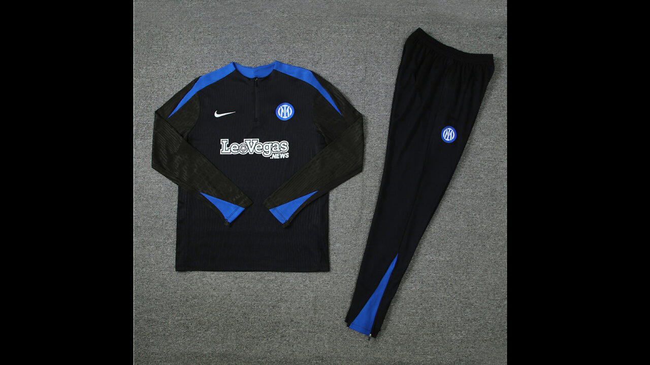 👉🏻⚽️2024/25 Inter Milan Adult/Kid Black Long Sleeve Tracksuit