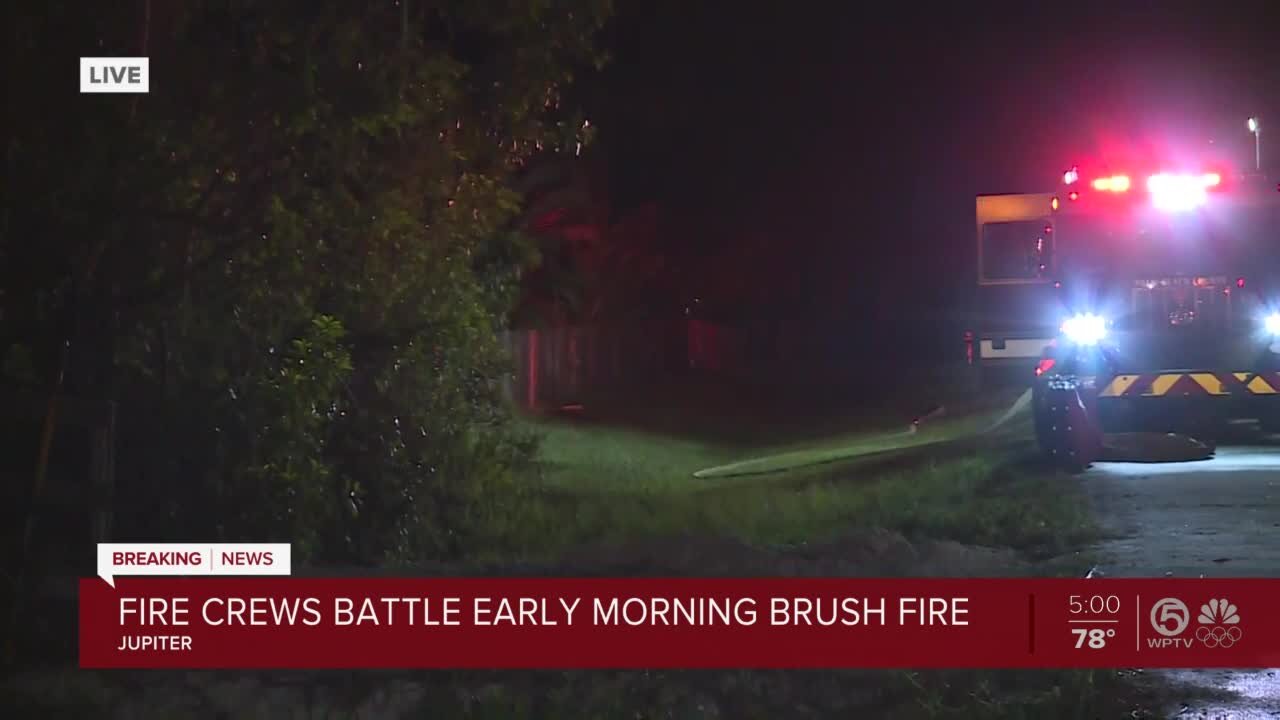 Crews battle early morning brush fire near Jupiter Farms Park