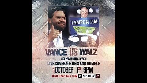 LIVE VP Presidential Debate Watch Party with JP, Oct. 1, 2024, 9pm ET