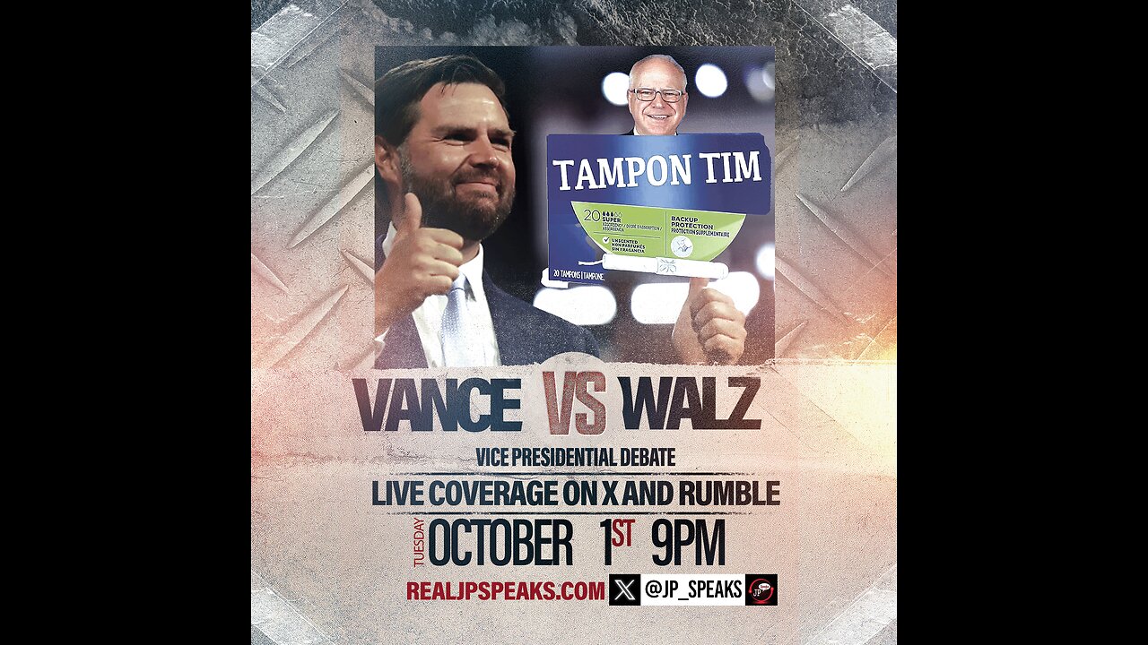 LIVE VP Presidential Debate Watch Party with JP, Oct. 1, 2024, 9pm ET
