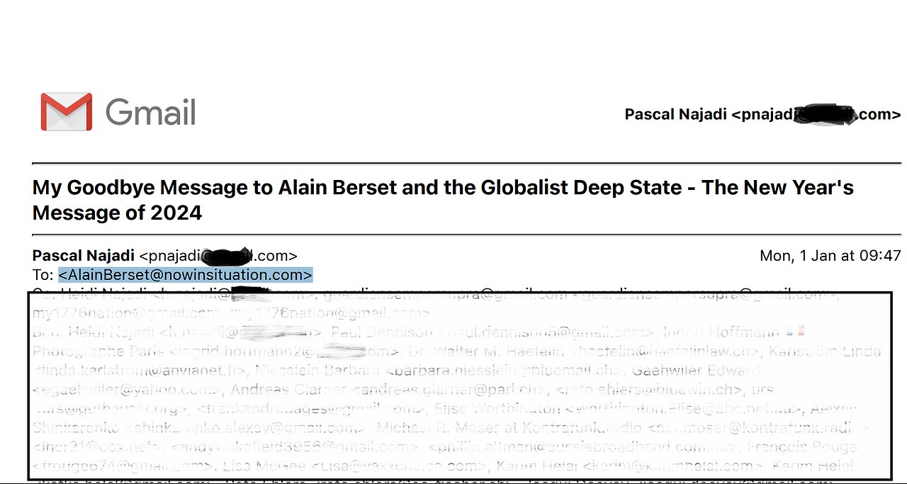 My Goodbye Message to Alain Berset and the Globalist Deep State by Pascal Najadi