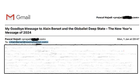 My Goodbye Message to Alain Berset and the Globalist Deep State by Pascal Najadi