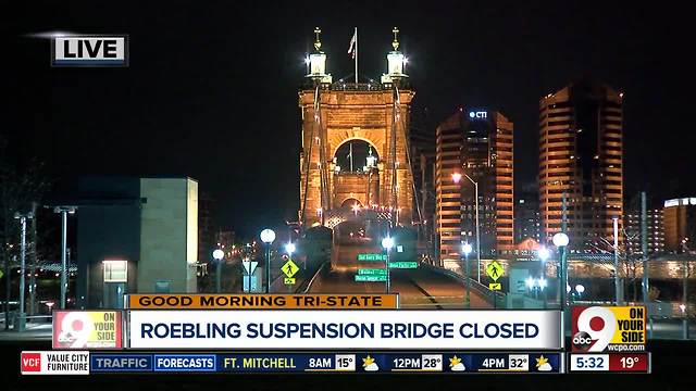 John A. Roebling Suspension Bridge still closed due to ice