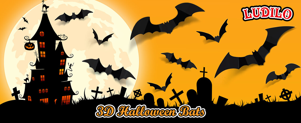 LUDILO Bats Halloween Decorations 100pcs| DIY Home Window Door Decorative Bats| Indoor Outdoor Decor