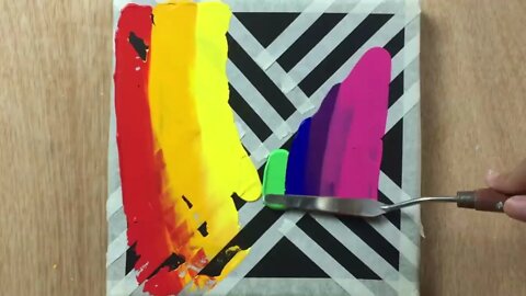 Rainbow Abstract Painting with Masking Tape 3