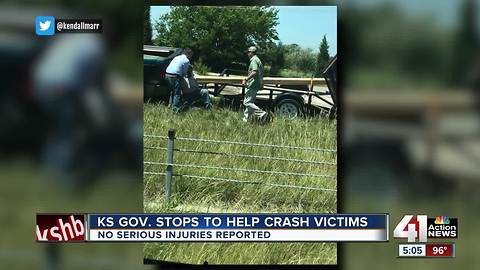 Kansas governor helps after bad wreck on K10