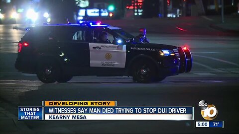 Witnesses say man died trying to stop DUI driver