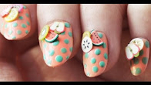 Vintage fruit salad DIY nail art