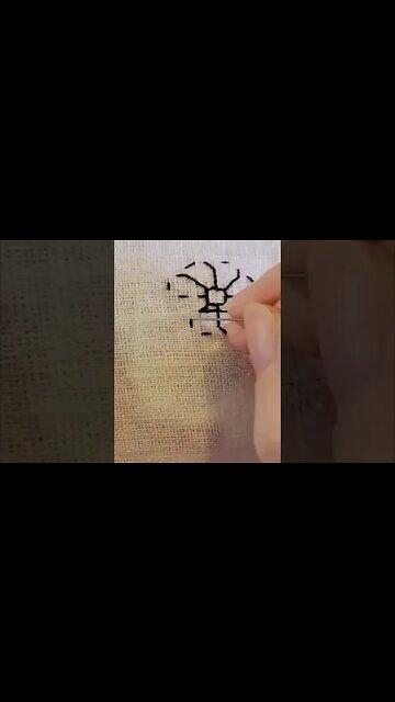 BLACKWORK EMBROIDERY | 16th Century Elizabethan Flower Pattern | #shorts