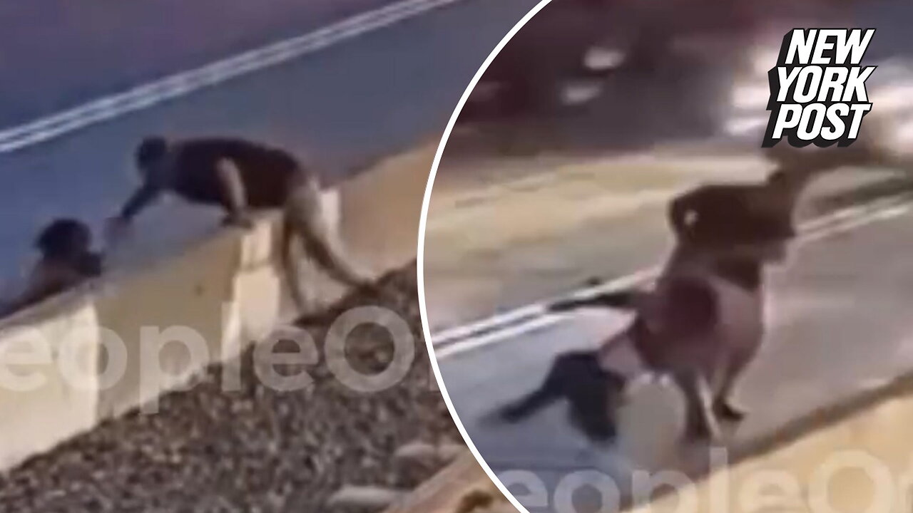 Shocking video shows violent attacker trying to drag woman into oncoming traffic at LA train station