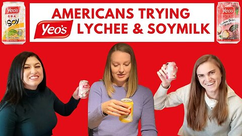 Americans try Malaysian Yeo's Lychee and Soy milk for the first time!