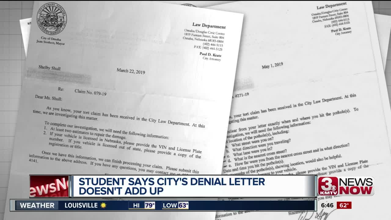 Student says city's denial letter doesn't add up