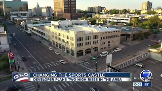 Developer submits proposal for site surrounding Sports Castle, plans calls for 13-story buildings