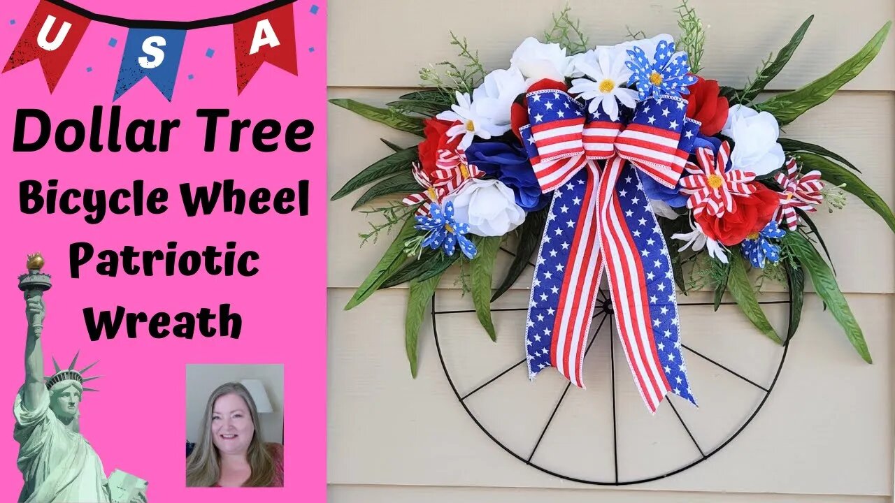 Patriotic Bicycle Wheel Wreath ~ Dollar Tree Bicycle Wheel Wreath ~ New Technique!