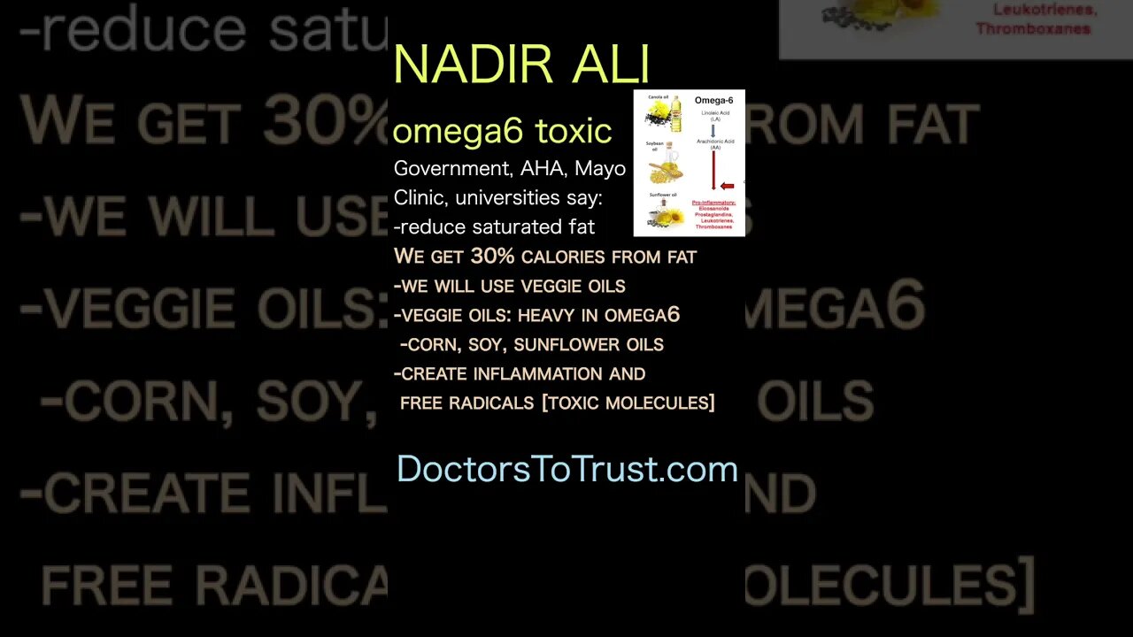 Nadir Ali. We get 30% calories from fat. veggie oils: create inflammation and free radicals